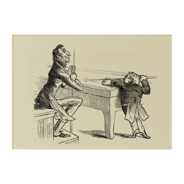 Pencil Sketch of Two Men Playing Pool Acrylic Print (Front)