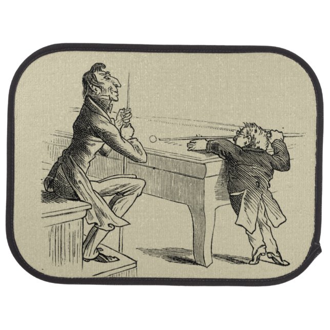 Pencil Sketch of Two Men Playing Pool Car Mat (Rear)