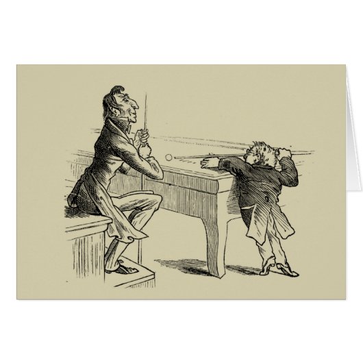 Pencil Sketch of Two Men Playing Pool Cards (Front Horizontal)