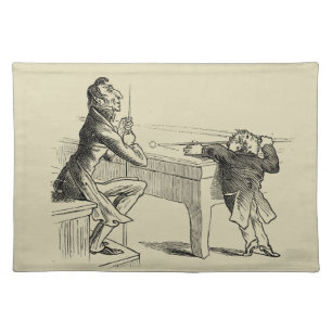 Pencil Sketch of Two Men Playing Pool Cloth Placemat