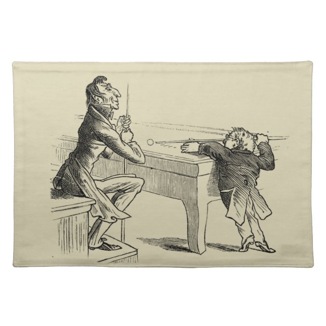 Pencil Sketch of Two Men Playing Pool Cloth Placemat (Front)