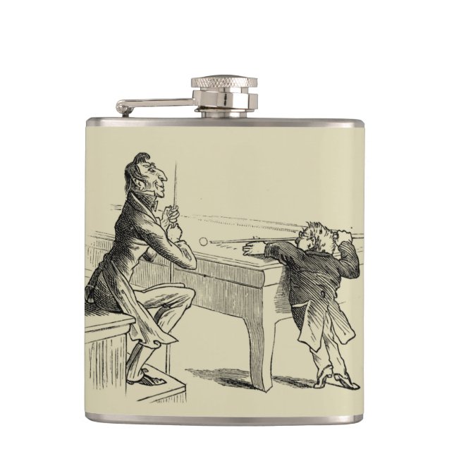 Pencil Sketch of Two Men Playing Pool Flask (Front)