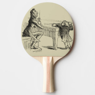 Pencil Sketch of Two Men Playing Pool Ping-Pong Paddle