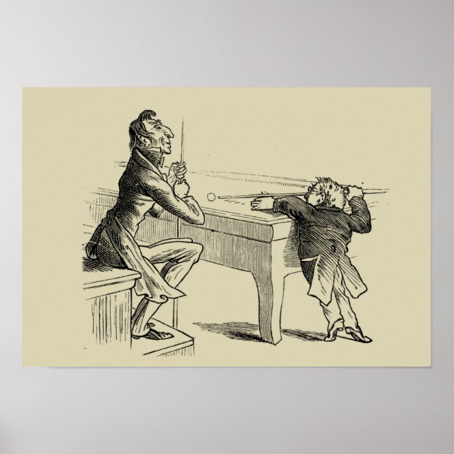 Pencil Sketch of Two Men Playing Pool Poster (Front)