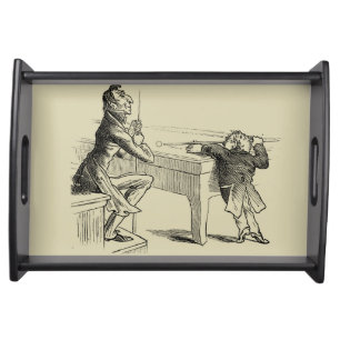 Pencil Sketch of Two Men Playing Pool Serving Tray