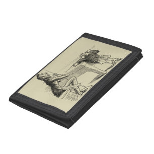 Pencil Sketch of Two Men Playing Pool Tri-fold Wallet