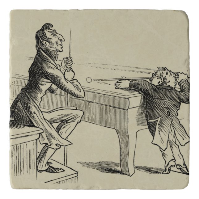 Pencil Sketch of Two Men Playing Pool Trivet (Front)