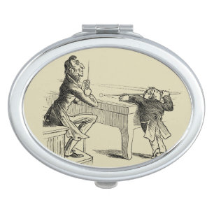 Pencil Sketch of Two Men Playing Pool Vanity Mirror