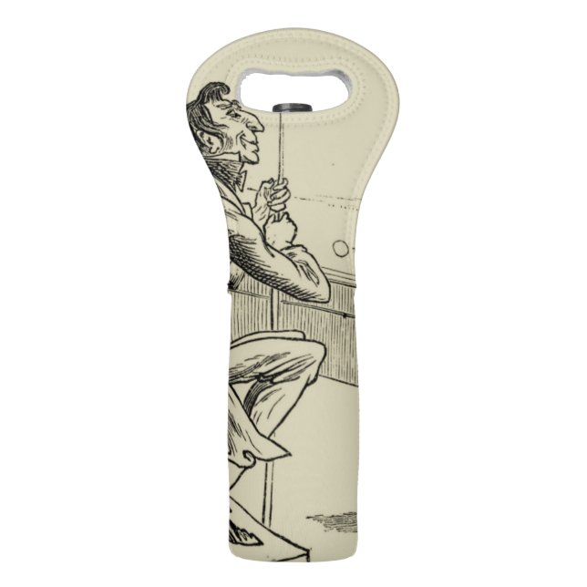 Pencil Sketch of Two Men Playing Pool Wine Bag (Back)