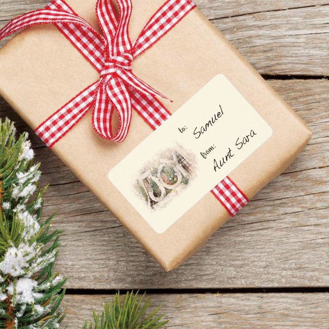 Pencil Sketch Rustic JOY Christmas Art Gift Tag (Creator Uploaded)