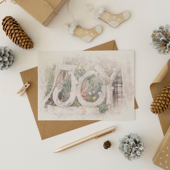 Pencil Sketch Rustic JOY Christmas Art Holiday Car (Creator Uploaded)