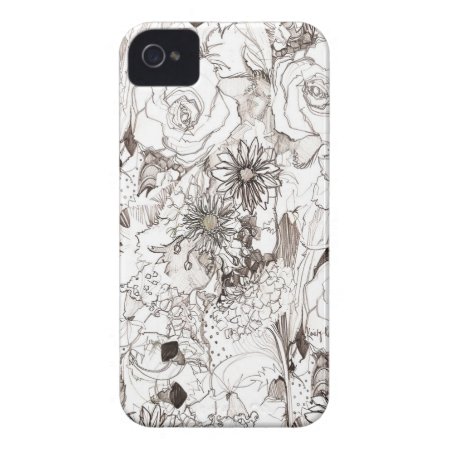 Pencil Sketched Blooms Iphone Case