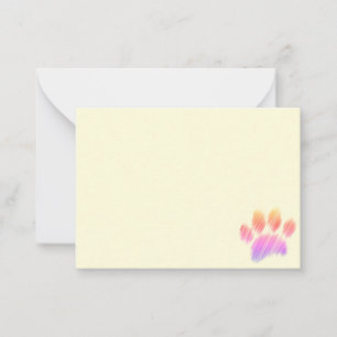 Pencil Sketched Colorful Dog Paw Digital Art Cream Note Card