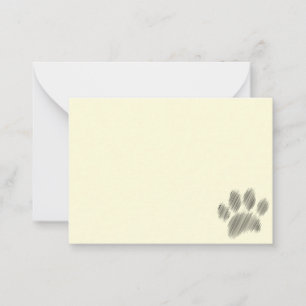 Pencil Sketched Dog Paw Digital Art Cream Note Card