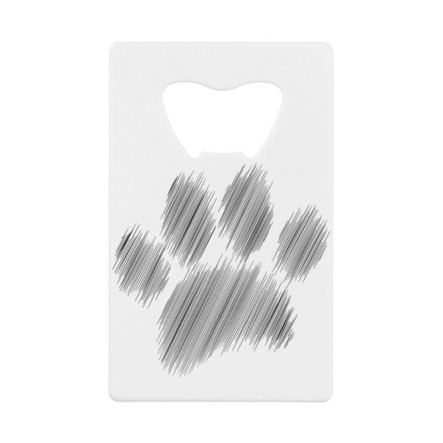 Pencil Sketched Dog Paw Digital Art Credit Card Bottle Opener (Front)