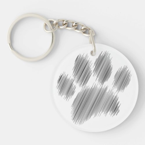 Pencil Sketched Dog Paw Digital Art  Keychain