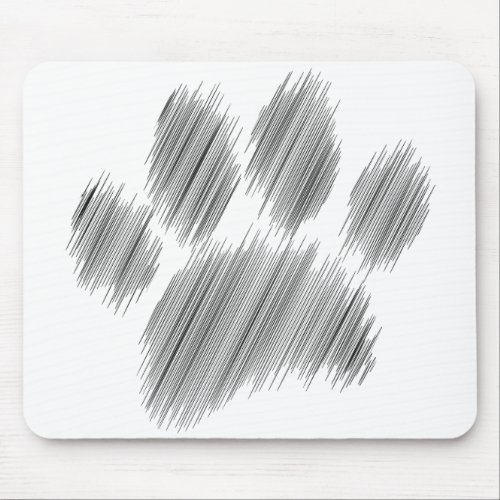 Pencil Sketched Dog Paw Digital Art Mouse Pad