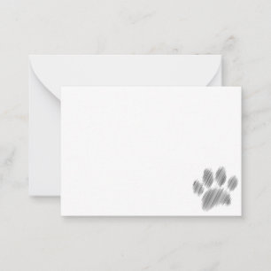 Pencil Sketched Dog Paw Digital Art Note Card