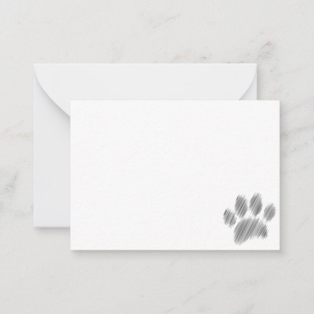 Pencil Sketched Dog Paw Digital Art Note Card (Front)