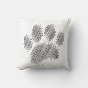Pencil Sketched Dog Paw Digital Art Throw Pillow