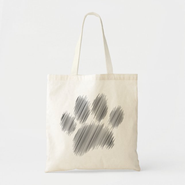 Pencil Sketched Dog Paw Digital Art Tote Bag (Front)