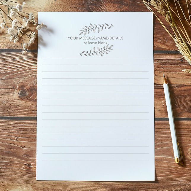 Pencil sketched plant lined notepad (Pretty leaves and plant lined notepad Pencil sketched, plant lined notepad.)