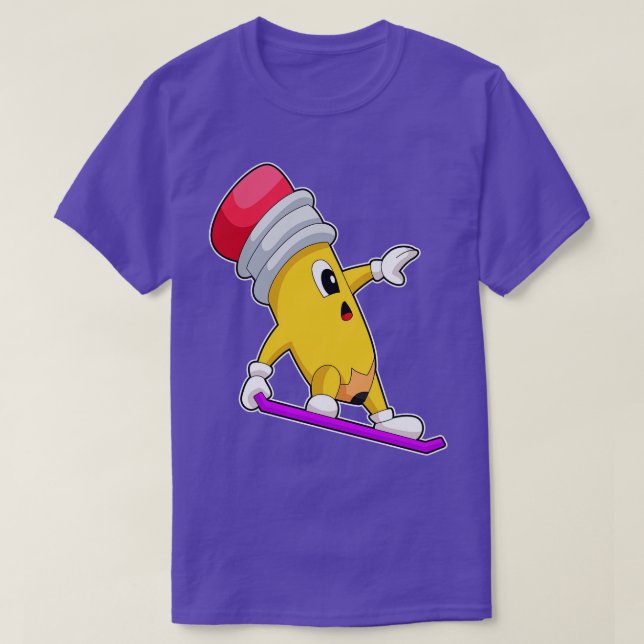Pencil Snowboard Winter sports T-Shirt (Design Front)