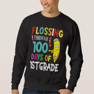 Pencil Student Senior Flossing Through 100 Days Of Sweatshirt
