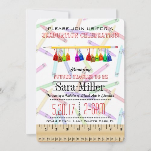 Pencil Teacher Graduation Invitation