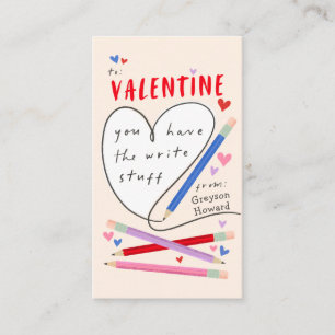 Pencil Theme Kids Classroom Valentine Enclosure Card