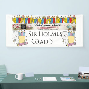 Pencil Theme Teacher Welcome Banner Personalized