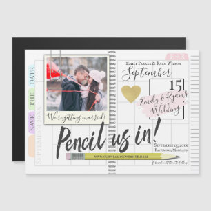 Pencil Us In Bullet Journal Calendar Save the Date Magnetic Invitation