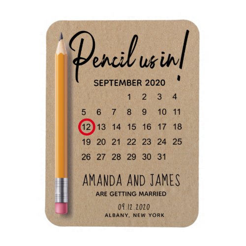 Pencil Us In Calendar Cardboard Save The Date Magnet