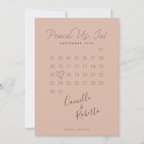 Pencil Us In Calendar Modern Minimal Couple Photo Save The Date