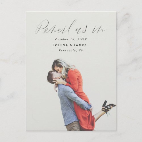 Pencil Us In Casual Save the Date Photo Postcard