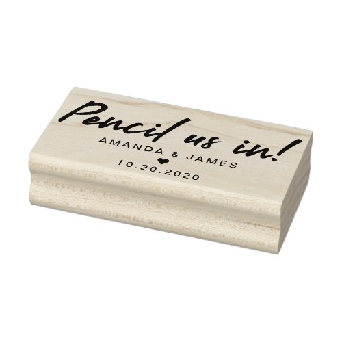 Pencil Us In Elegant Wedding Save The Date Rubber Stamp