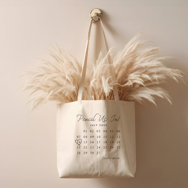 Pencil Us In Fun Minimal Calendar Save The Date Tote Bag (Pencil Us In Fun Minimal Calendar Save The Date Tote Bag)