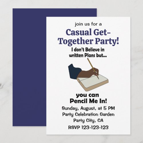Pencil Us In Funny Casual Get-Together Party Invitation