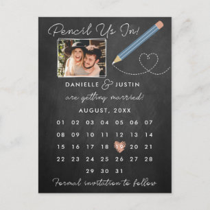 "Pencil Us In" Modern Calendar Save the Date Announcement Postcard