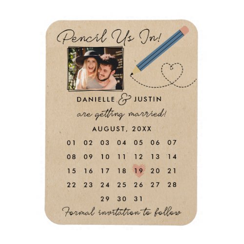 Pencil Us In Modern Calendar Save the Date Magnet