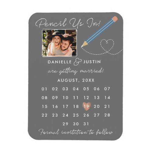 Pencil Us In Modern Calendar Save the Date Magnet