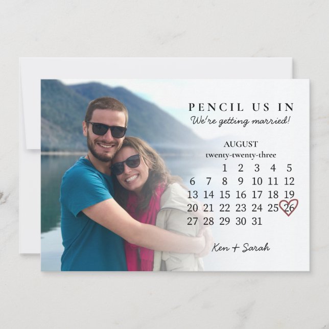 Pencil Us In Save the Date August 2023 Calendar In Invitation (Front)