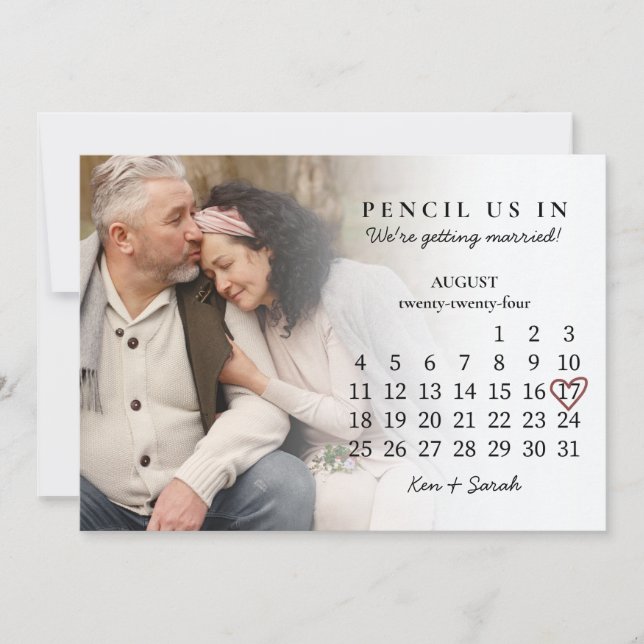 Pencil Us In Save the Date August 2024 Calendar Invitation (Front)