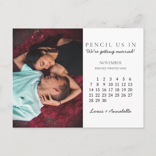 Pencil Us In Save the Date December 2021 Calendar Postcard