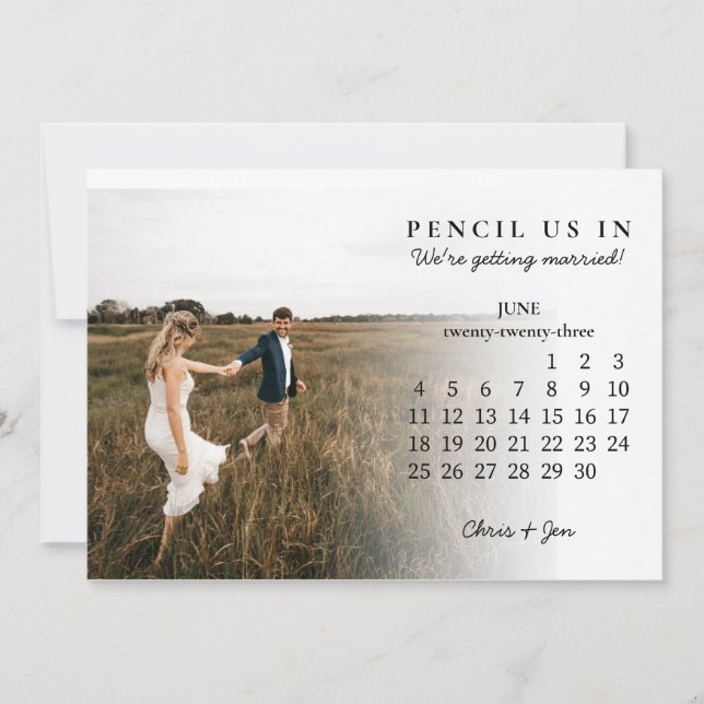 Pencil Us In Save the Date June 2023 Calendar Invi Invitation (Front)