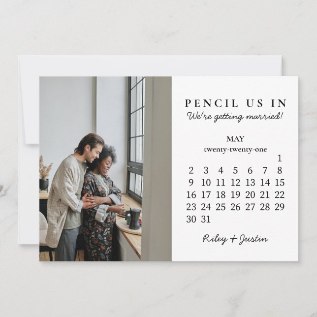 Pencil Us In Save the Date May 2021 Calendar Invitation (Front)