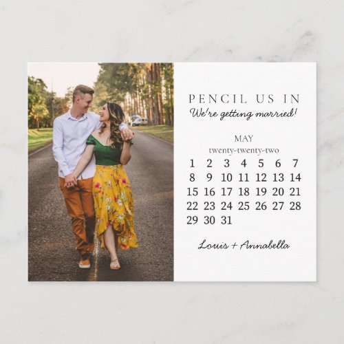 Pencil Us In Save the Date May 2022 Calendar Postcard