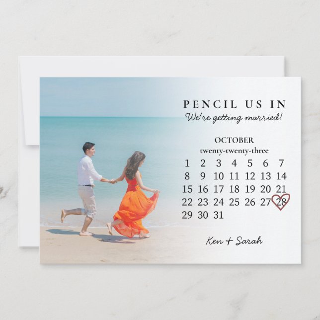 Pencil Us In Save the Date Oct 2023 Calendar Invit Invitation (Front)