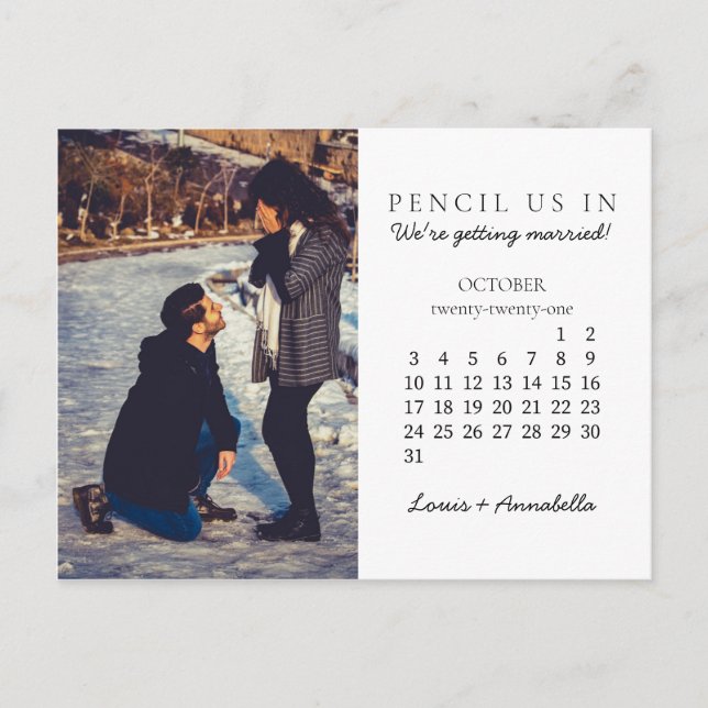 Pencil Us In Save the Date October 2021 Calendar Postcard (Front)