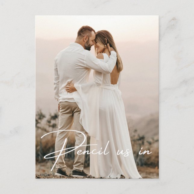 Pencil Us In Save The Date Photo Wedding Announcem Announcement Postcard (Front)